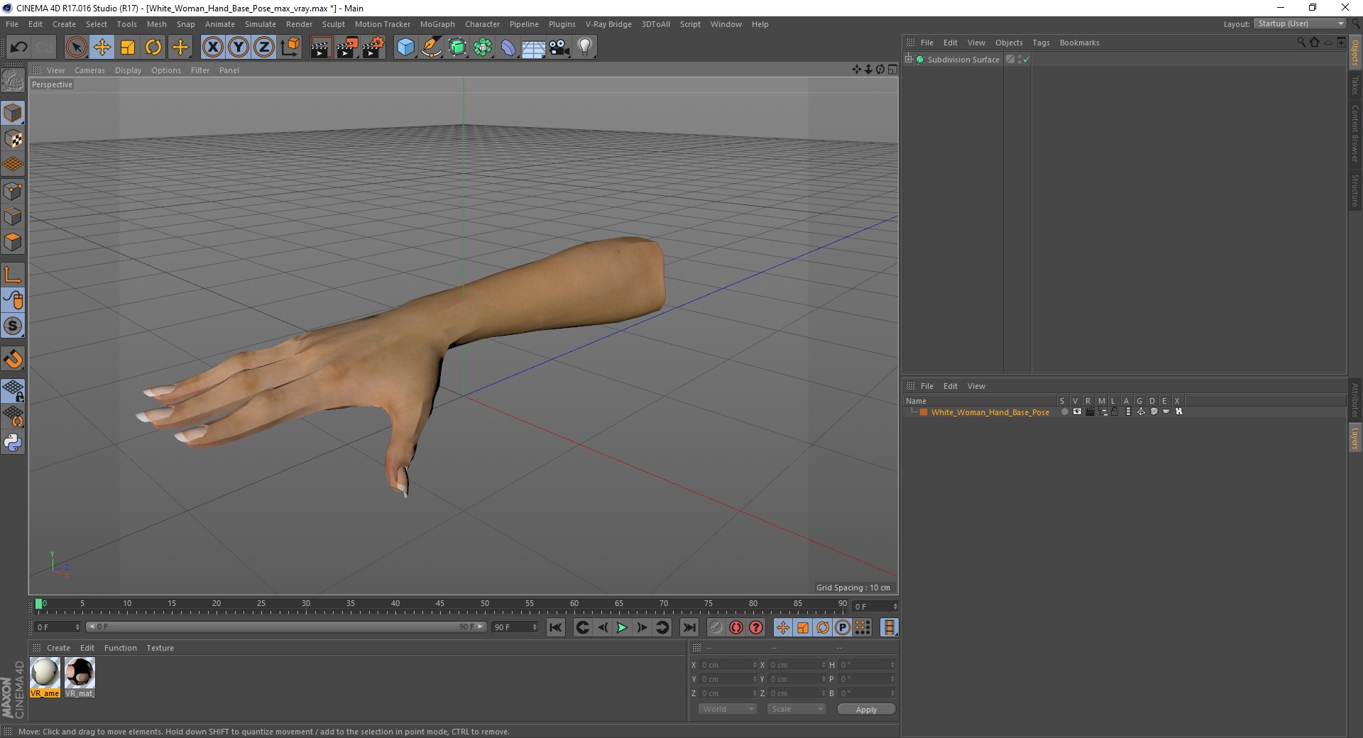 3D White Woman Hand Base Pose