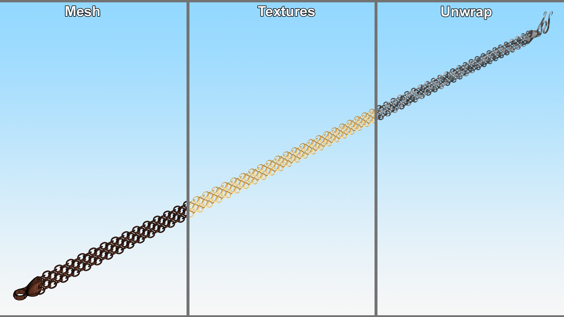 3D Mesh Jewelry Chain Gold model
