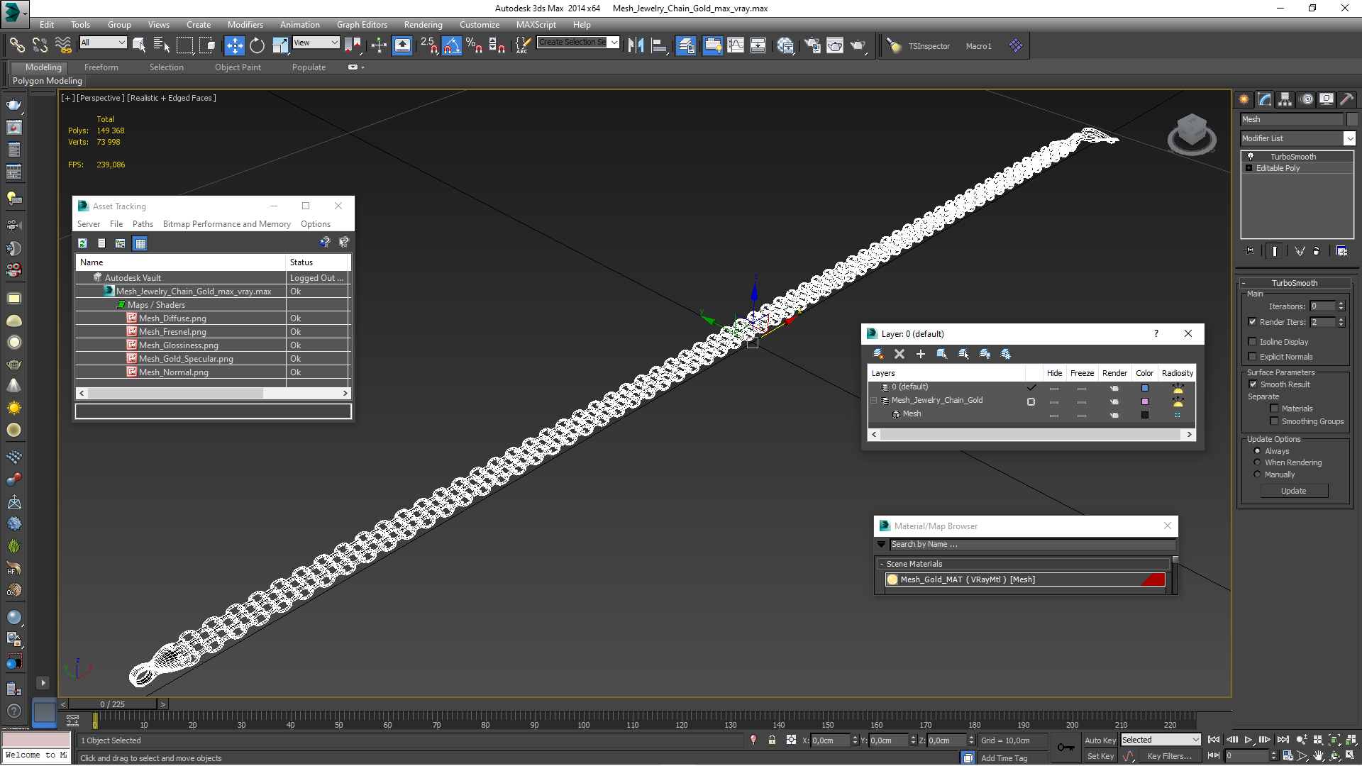 3D Mesh Jewelry Chain Gold model