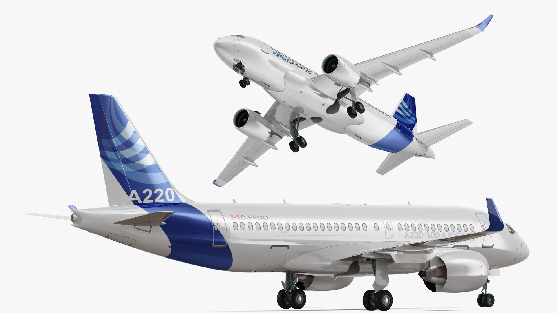 3D model Airbus A220 100 Detailed Interior Rigged