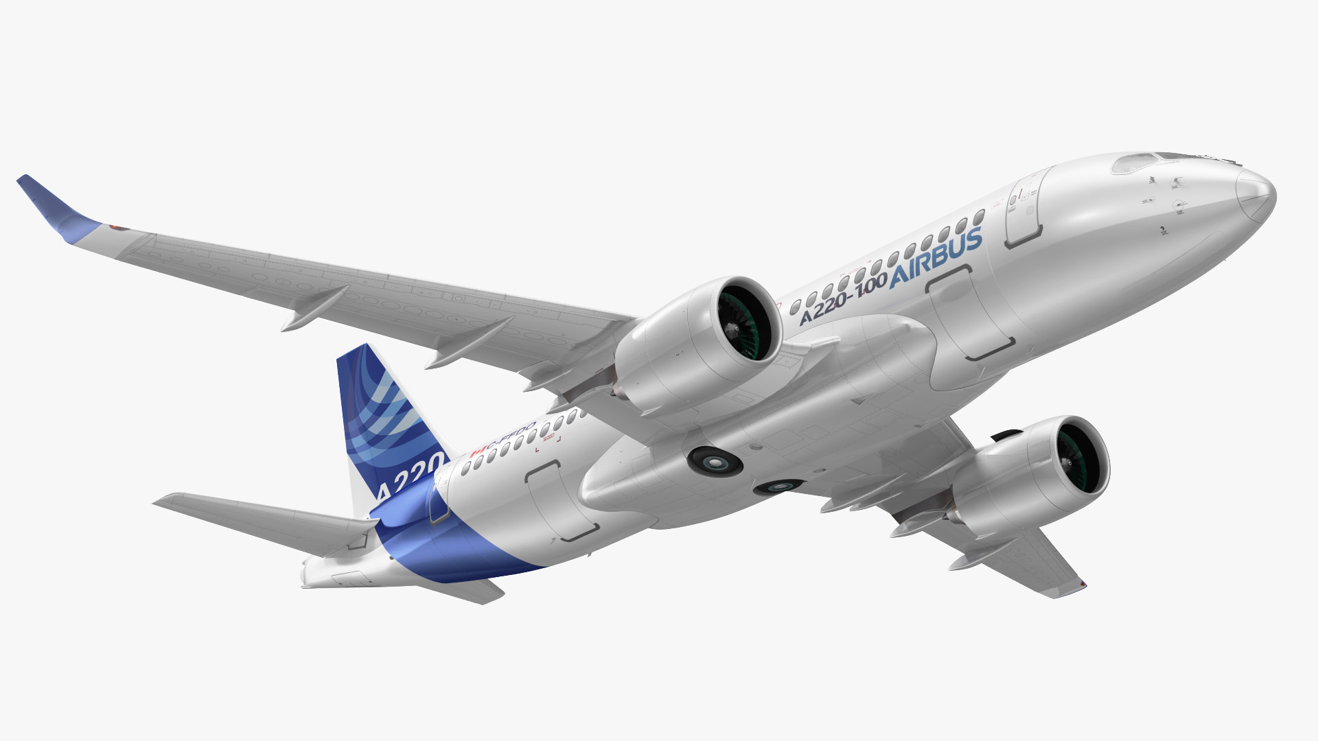 3D model Airbus A220 100 Detailed Interior Rigged