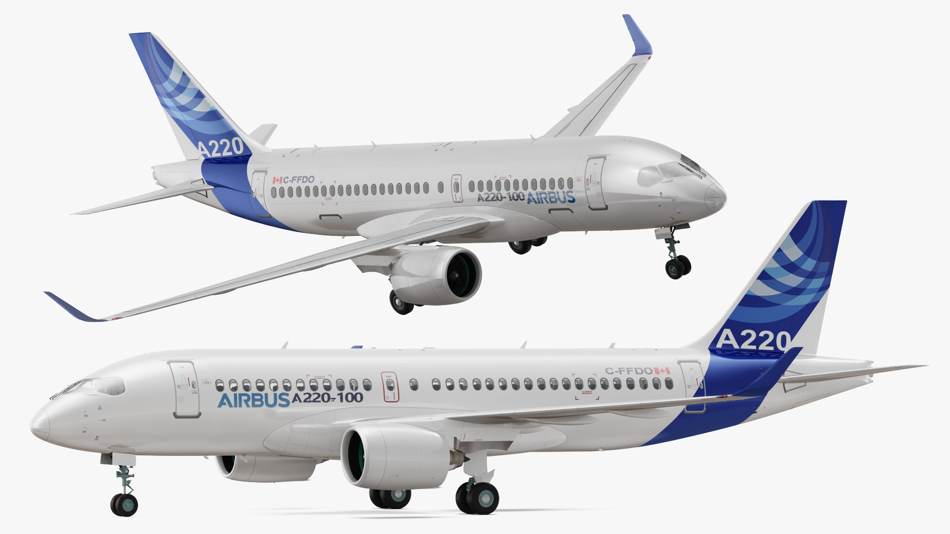 3D model Airbus A220 100 Detailed Interior Rigged