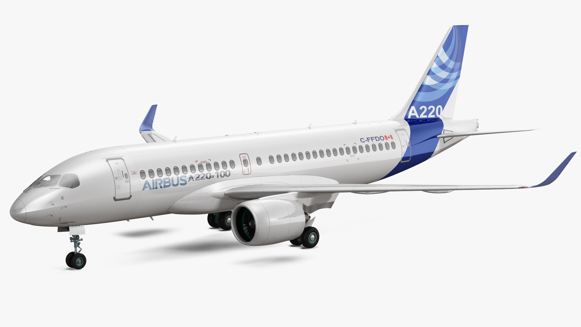 3D model Airbus A220 100 Detailed Interior Rigged