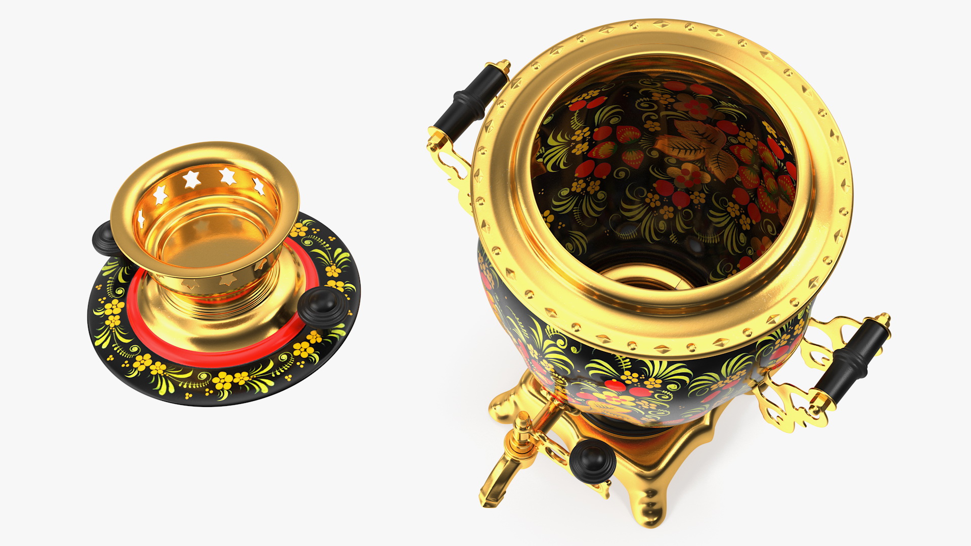 3D model Khokhloma Electric Samovar Set