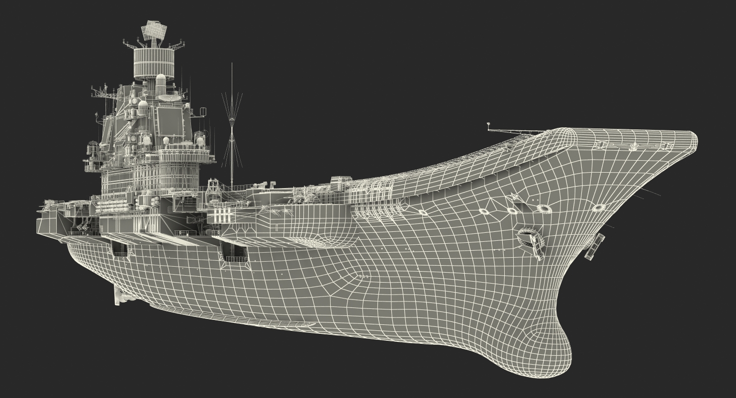 3D Admiral Kuznetsov Aircraft Carrier Rigged