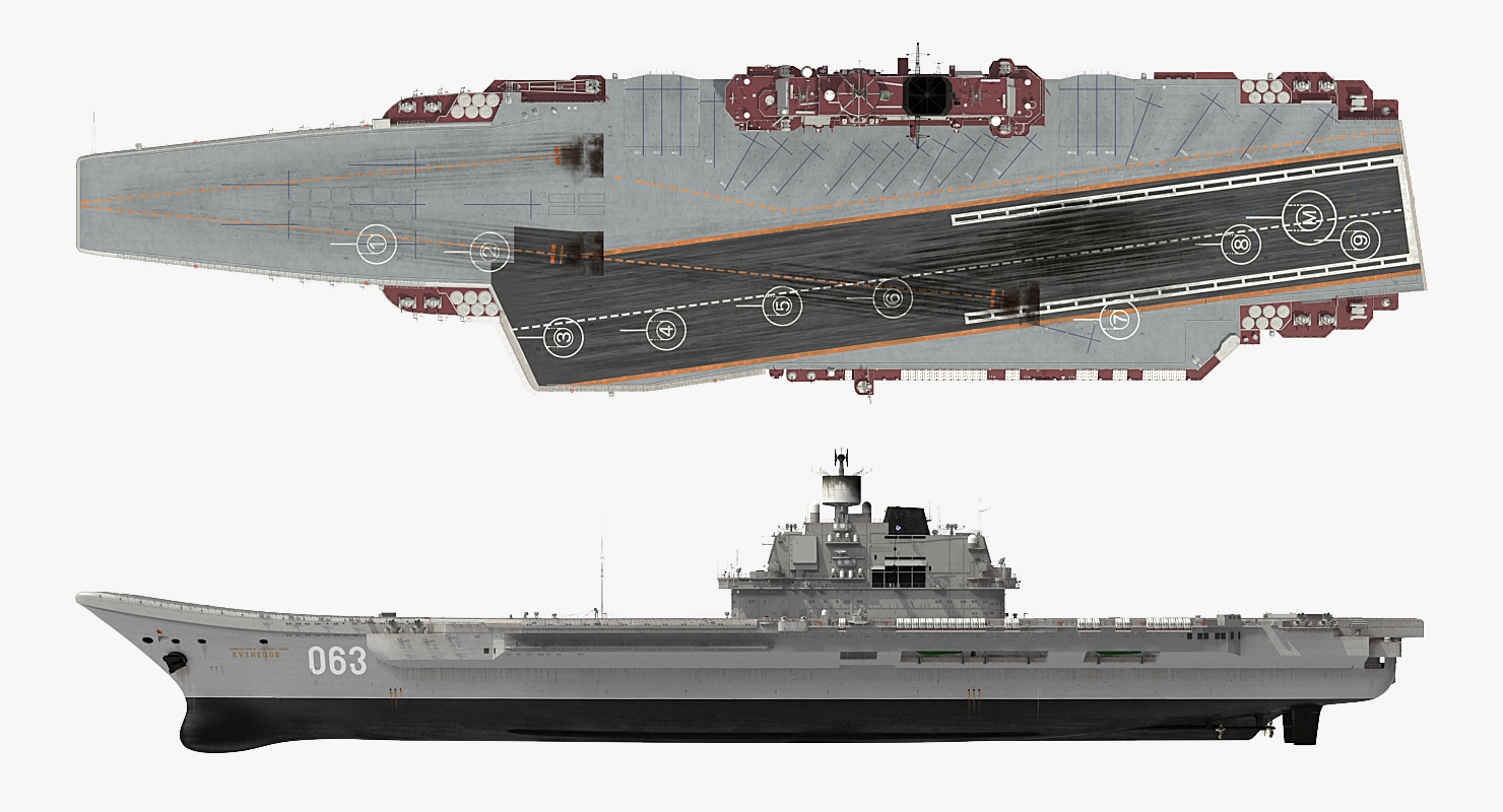 3D Admiral Kuznetsov Aircraft Carrier Rigged