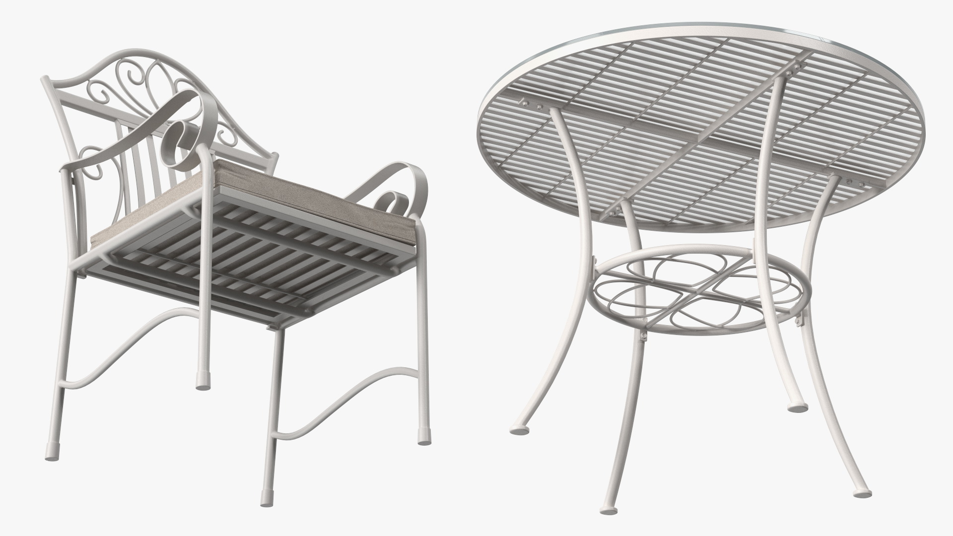 3D White Wrought Iron Furniture model