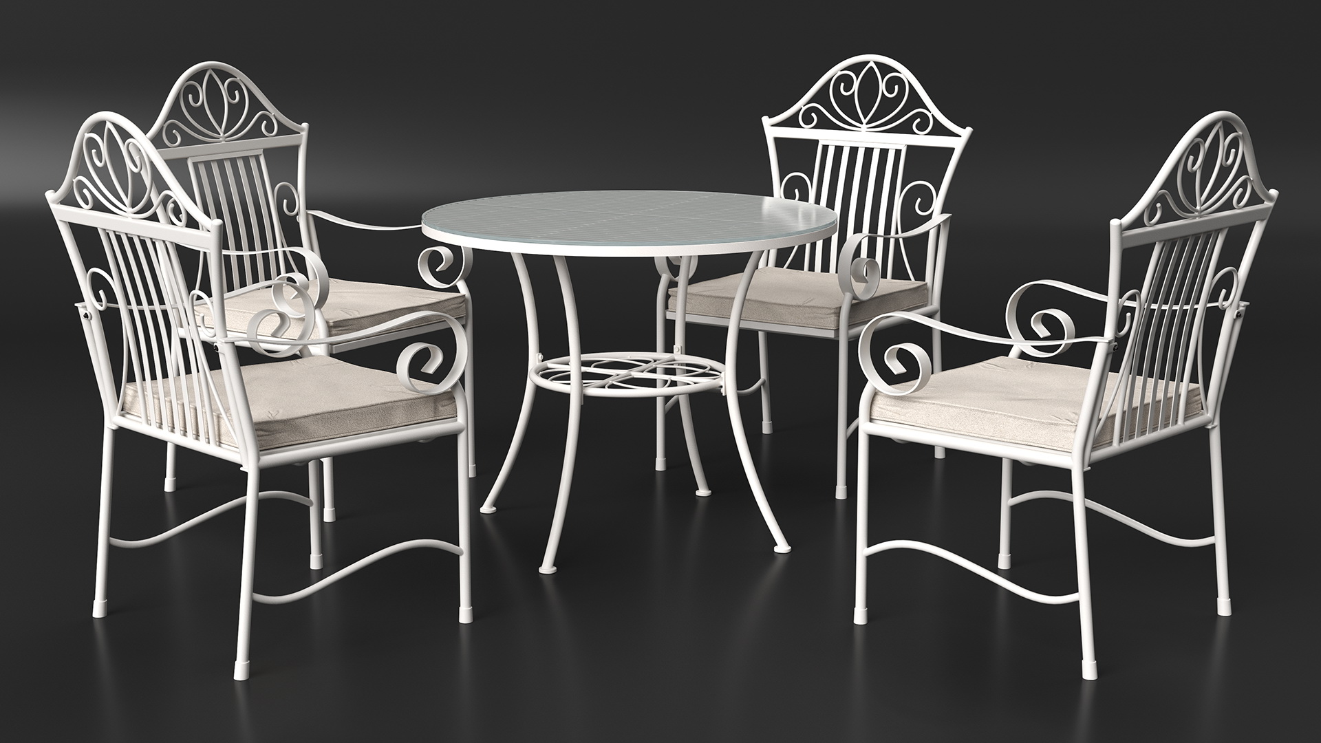3D White Wrought Iron Furniture model