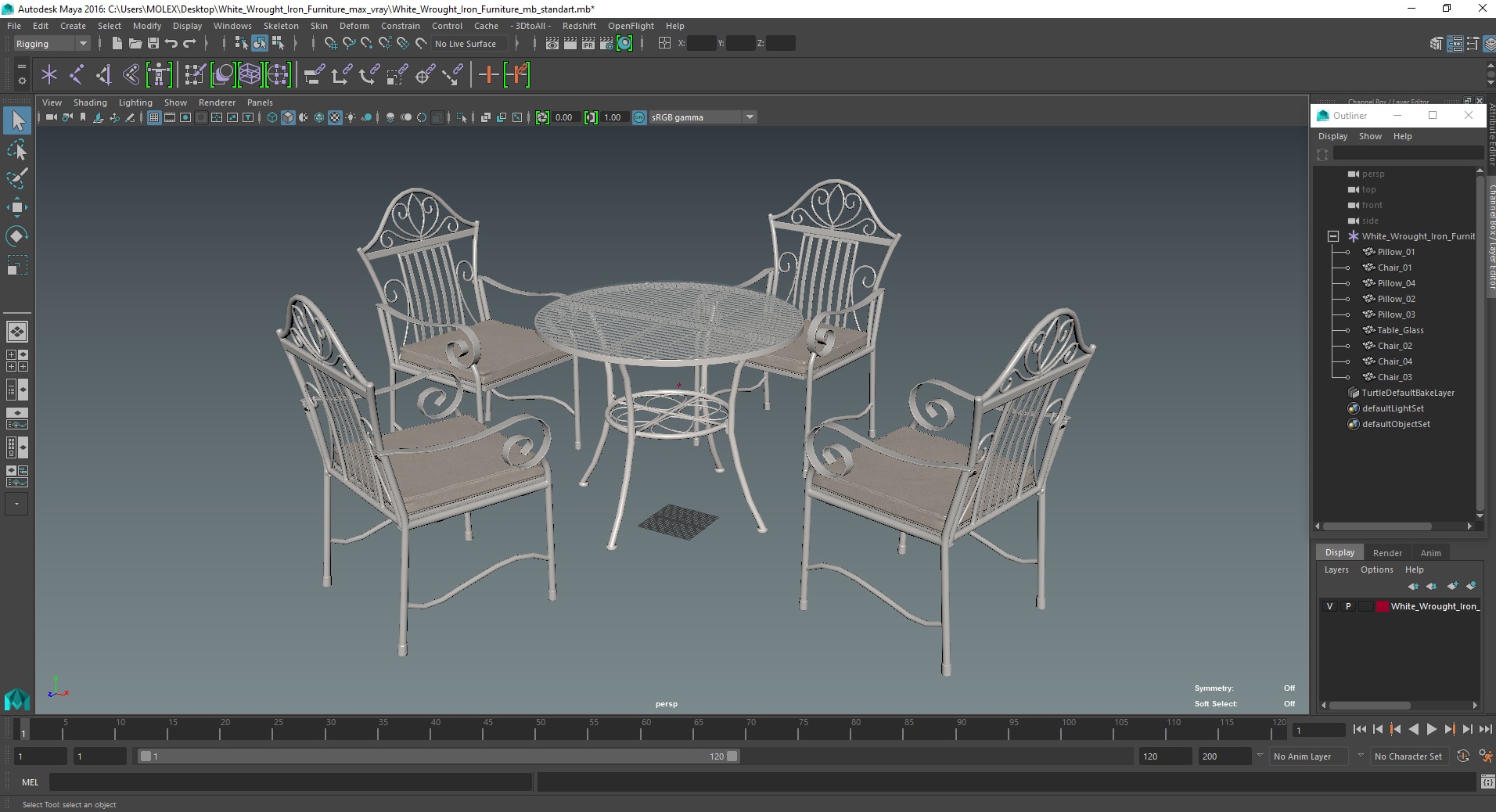 3D White Wrought Iron Furniture model