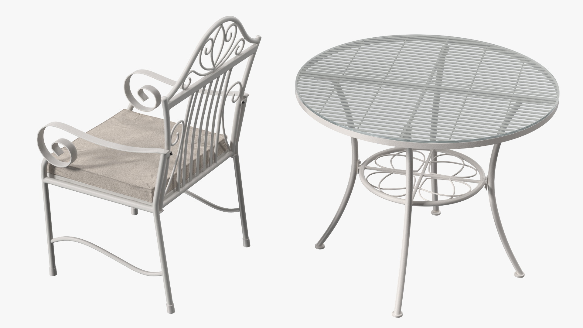 3D White Wrought Iron Furniture model