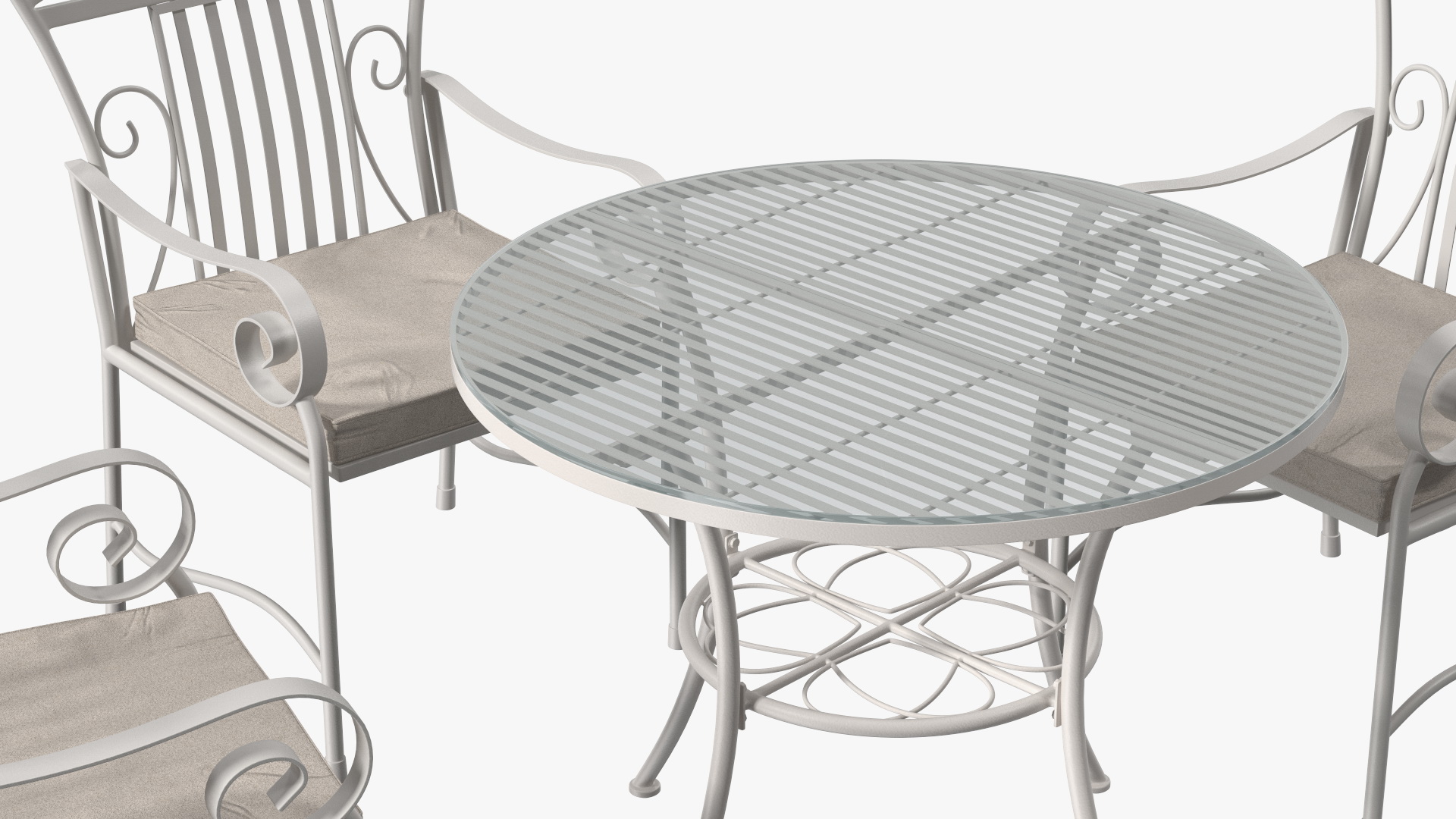 3D White Wrought Iron Furniture model