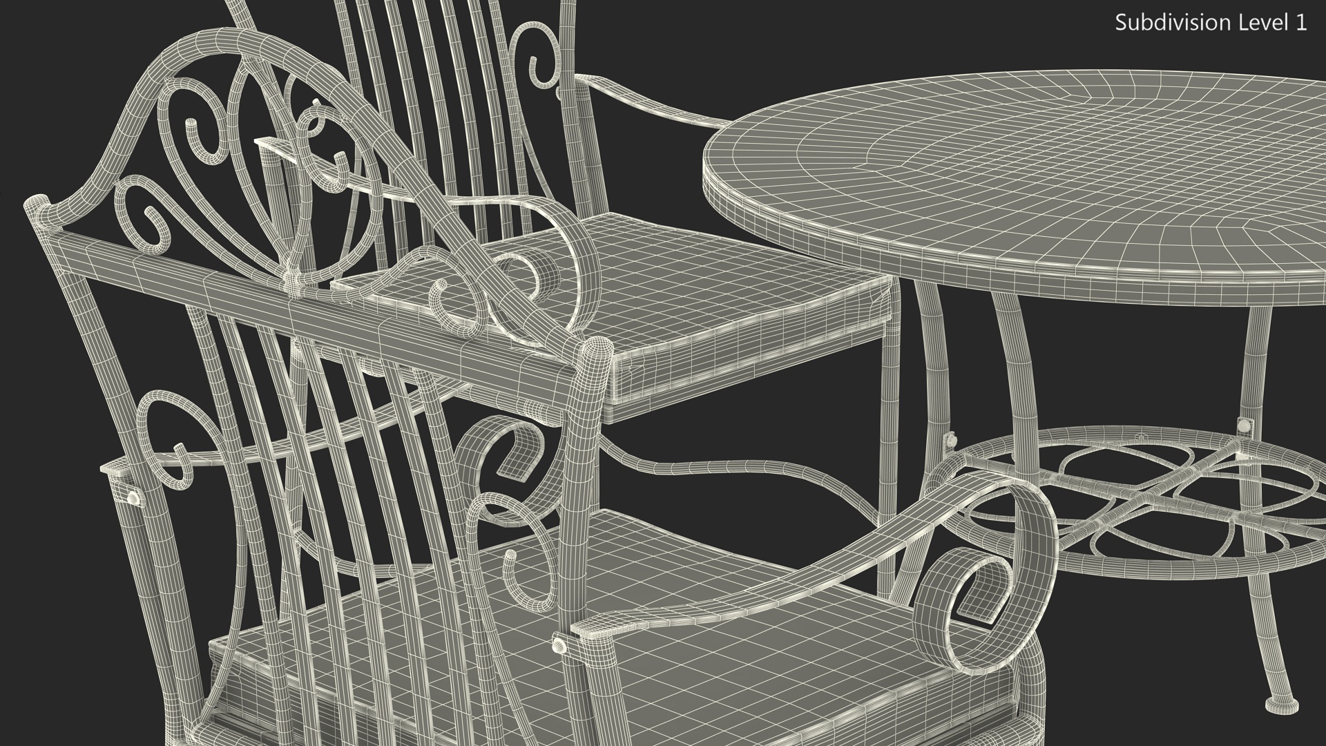 3D White Wrought Iron Furniture model