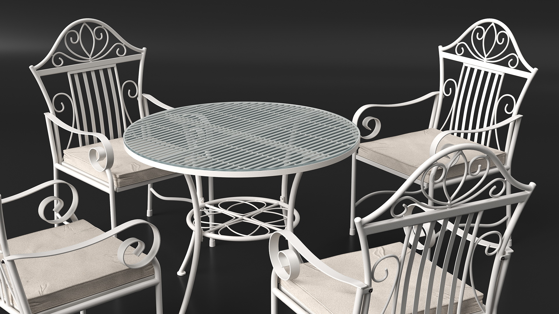 3D White Wrought Iron Furniture model
