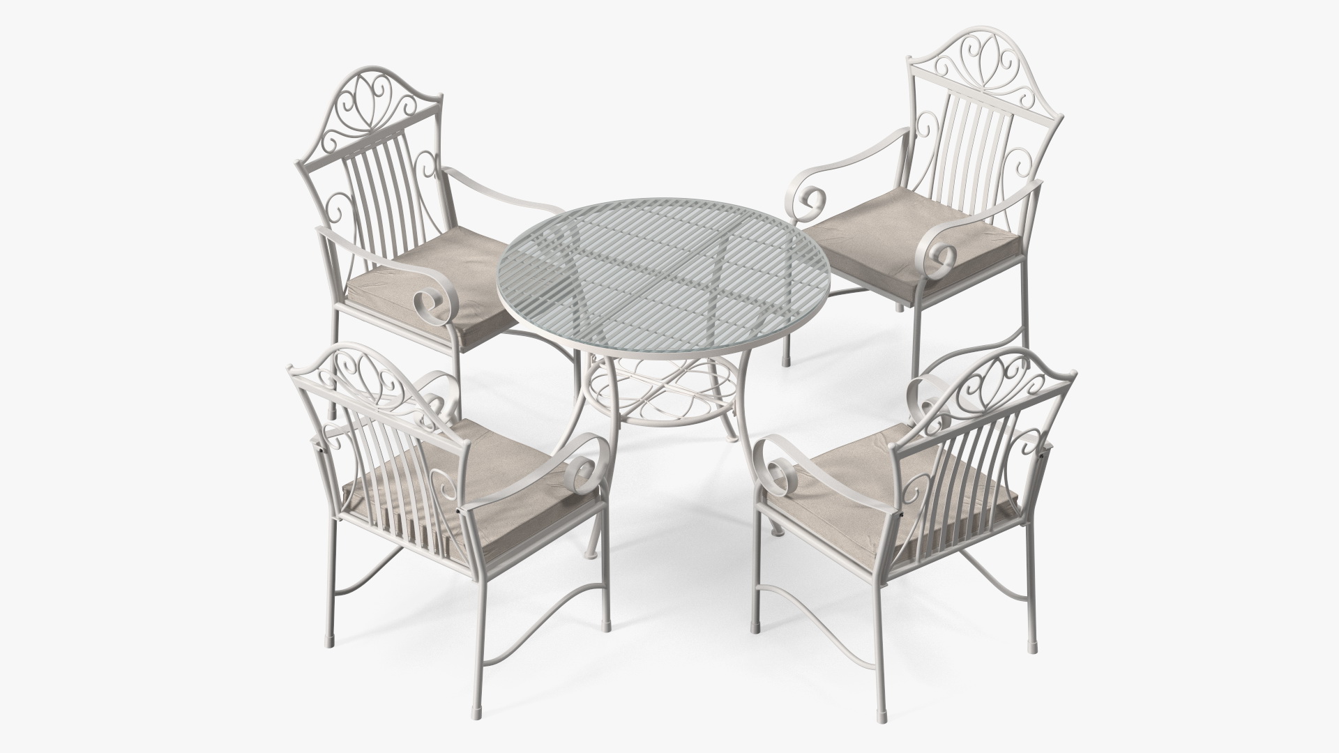 3D White Wrought Iron Furniture model