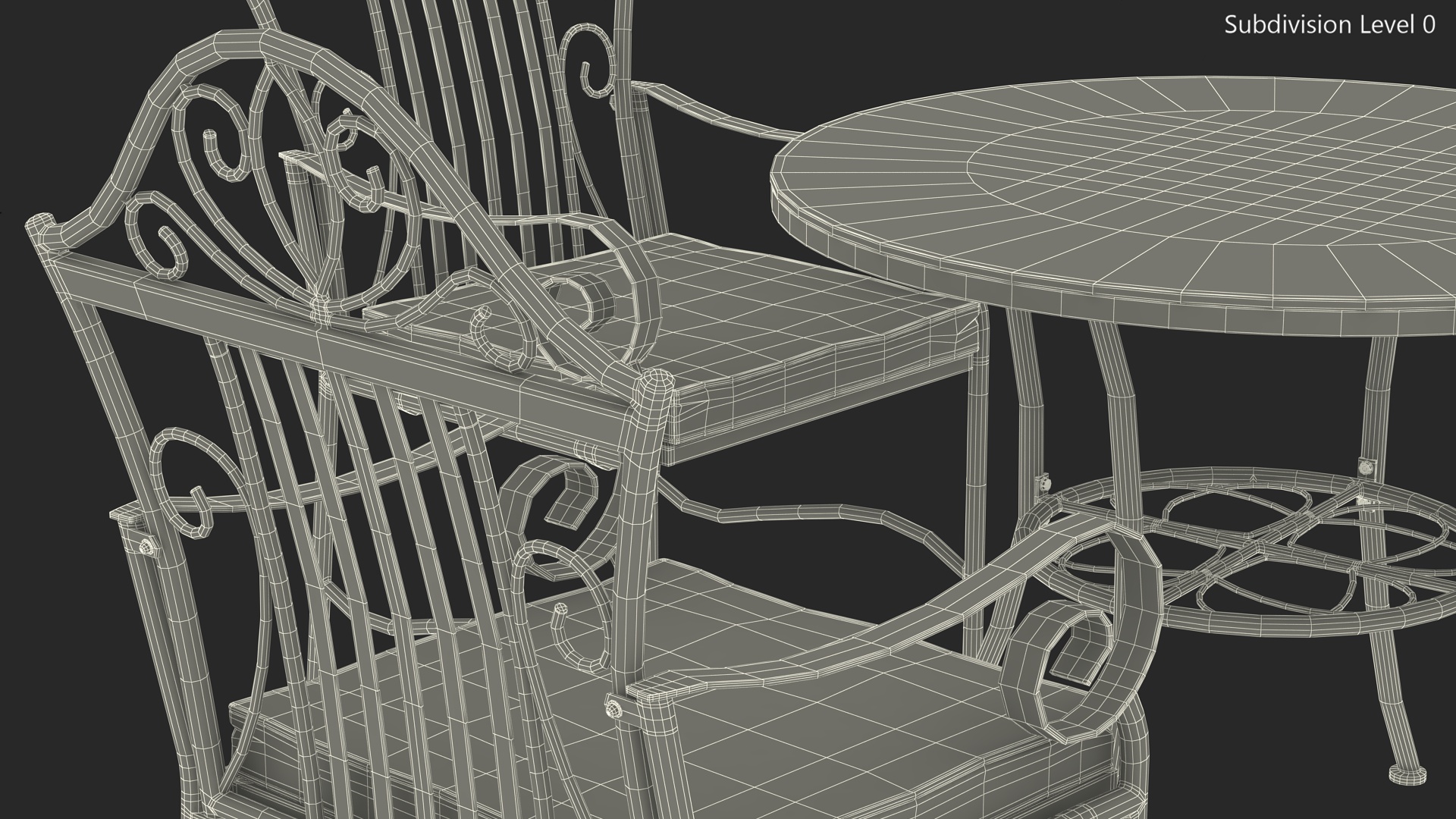 3D White Wrought Iron Furniture model