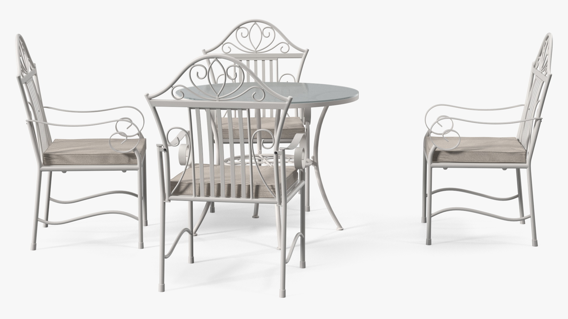 3D White Wrought Iron Furniture model