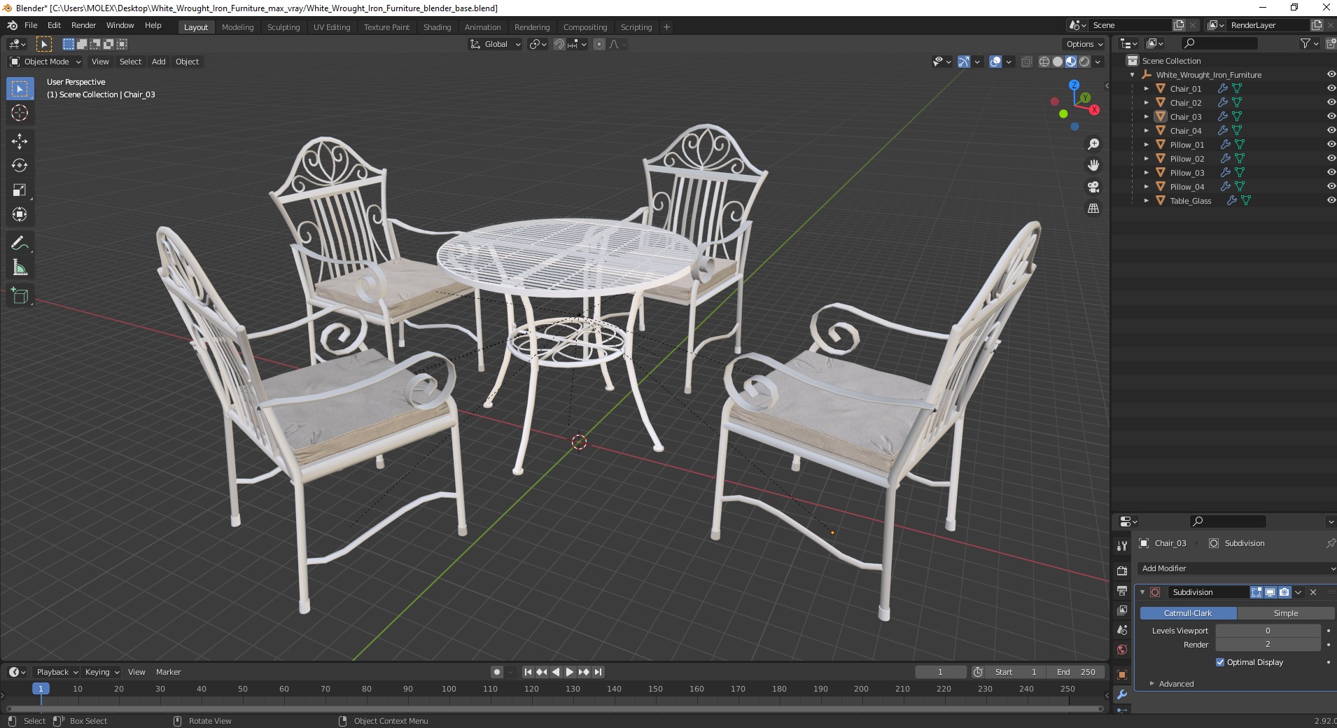 3D White Wrought Iron Furniture model