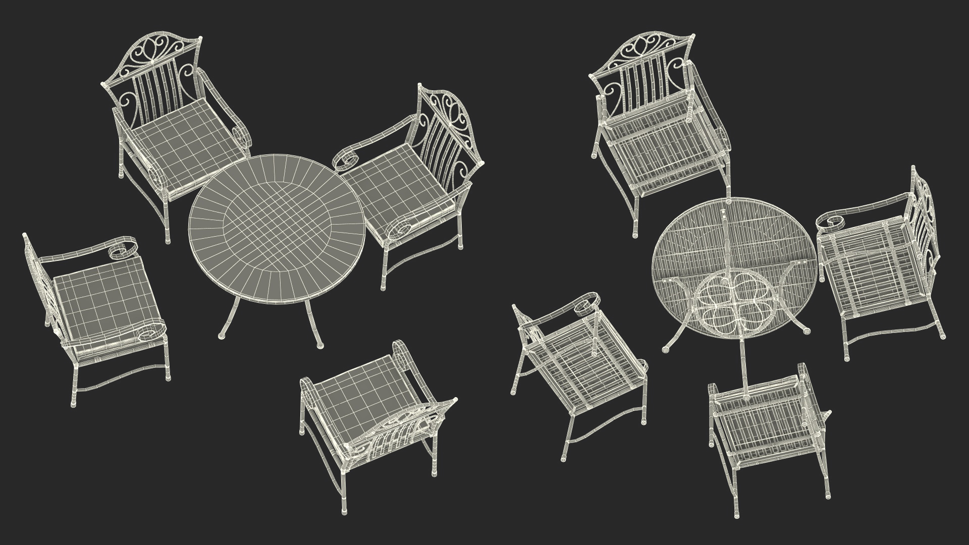 3D White Wrought Iron Furniture model