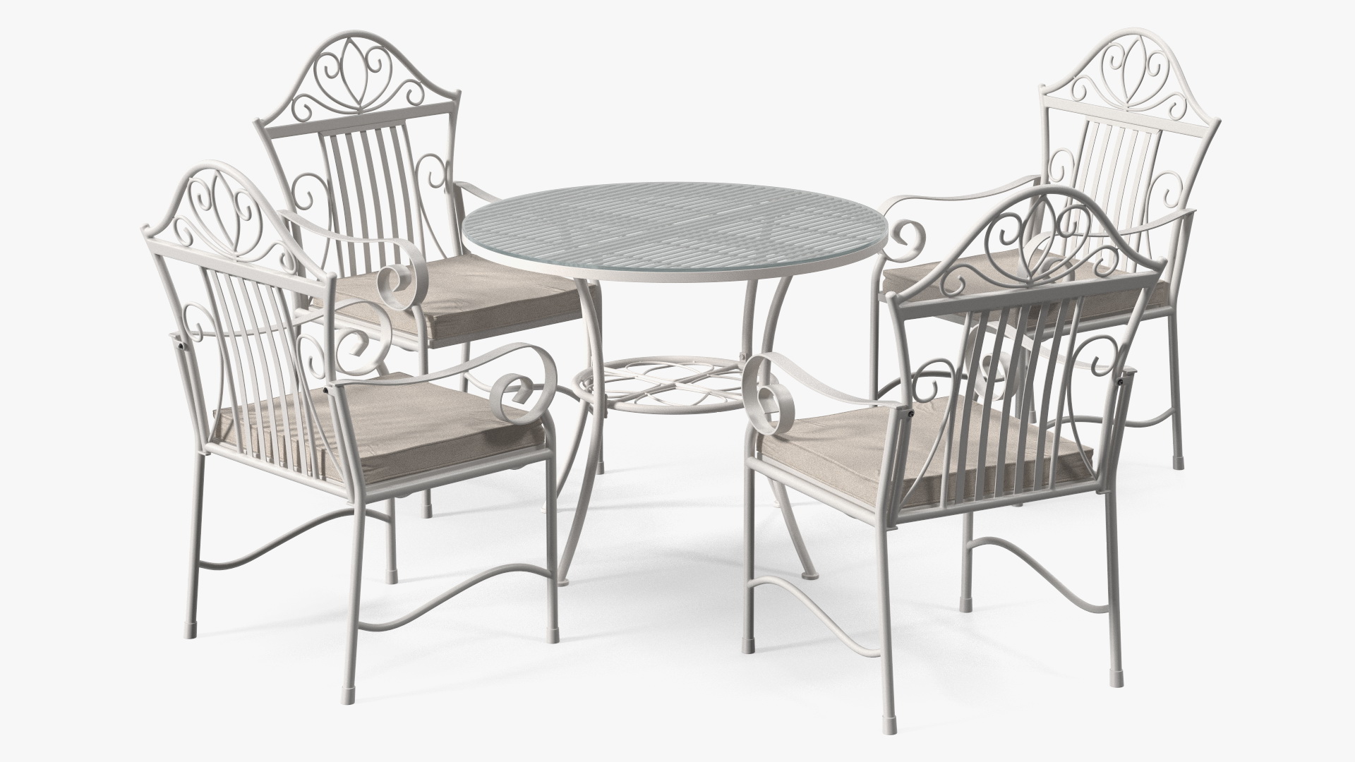 3D White Wrought Iron Furniture model