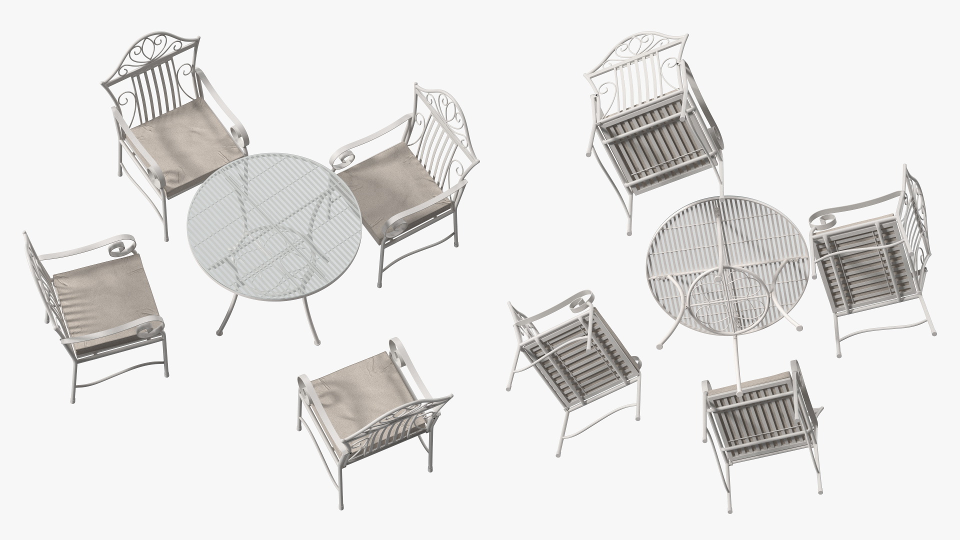 3D White Wrought Iron Furniture model
