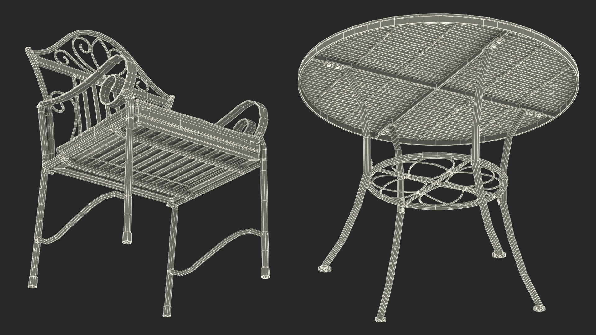 3D White Wrought Iron Furniture model