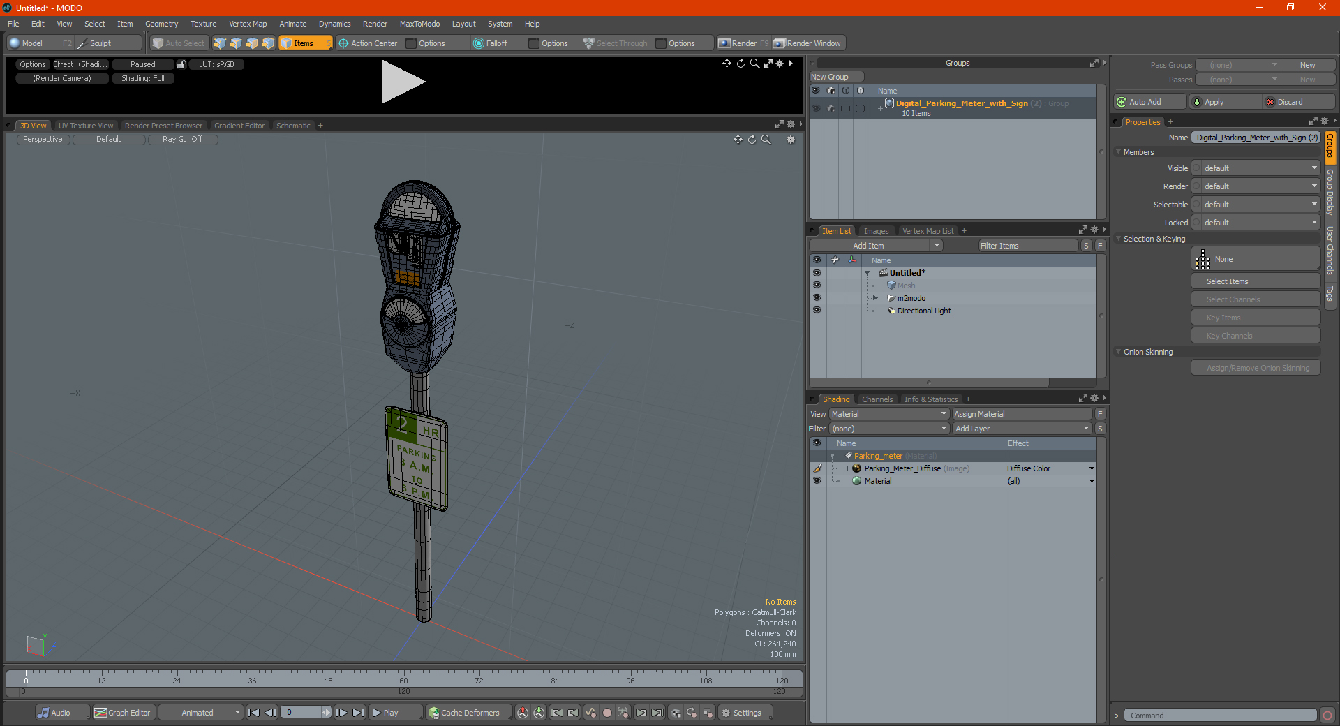 3D Digital Parking Meter with Sign