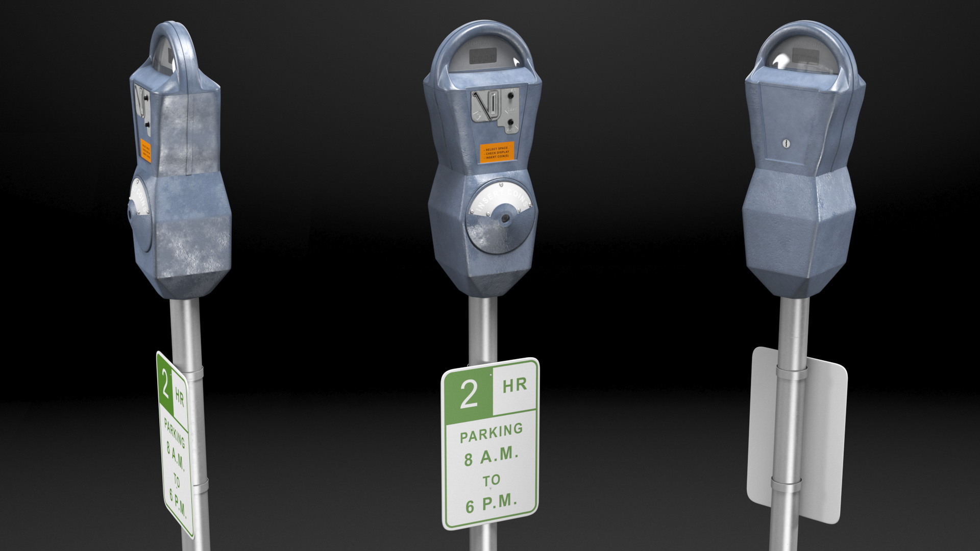 3D Digital Parking Meter with Sign