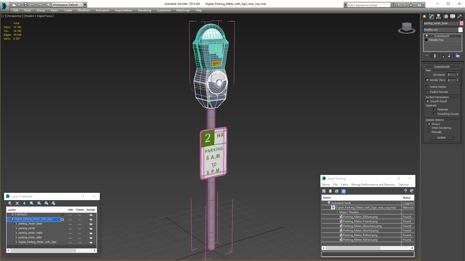3D Digital Parking Meter with Sign