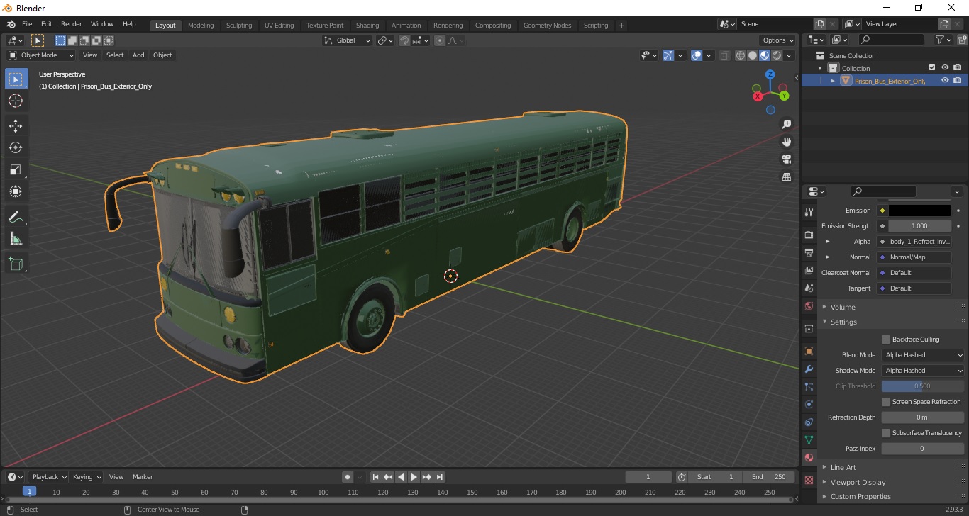 Prison Bus Exterior Only 3D model
