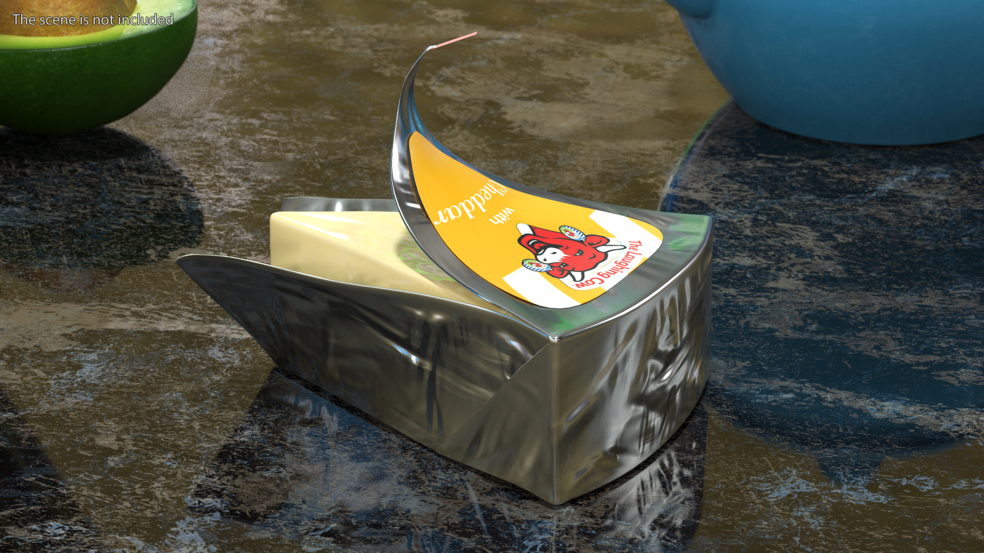 3D Processed Cheese Triangle Laughing Cow Cheddar Open