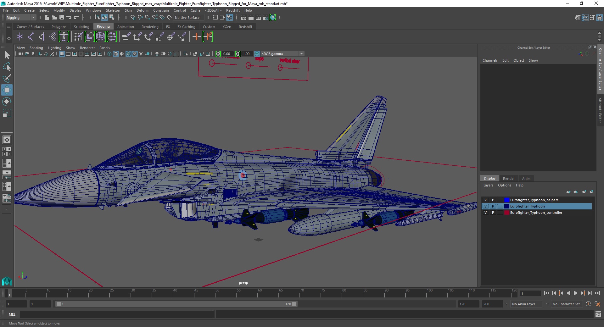 3D Multirole Fighter Eurofighter Typhoon Rigged for Maya model