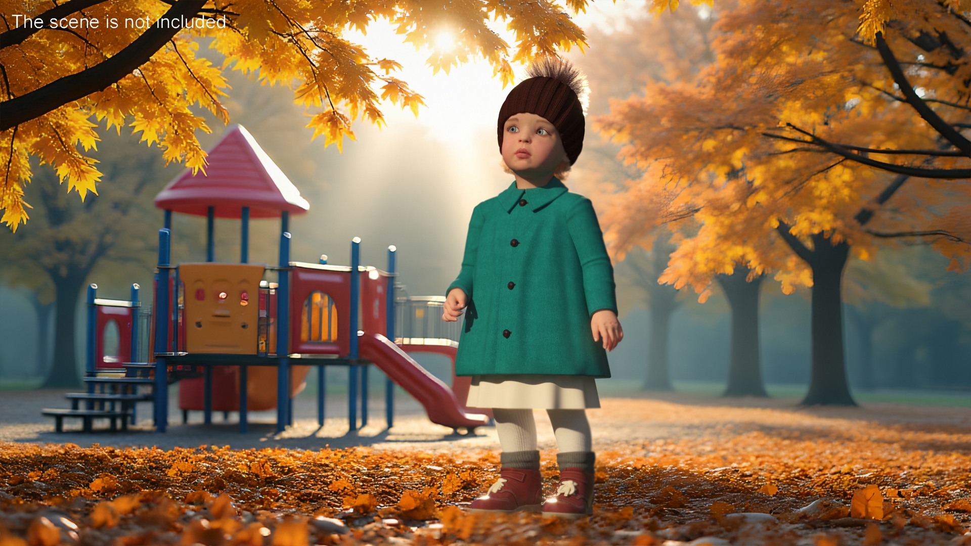3D Toddler Girl Everyday Autumn Style Standing model