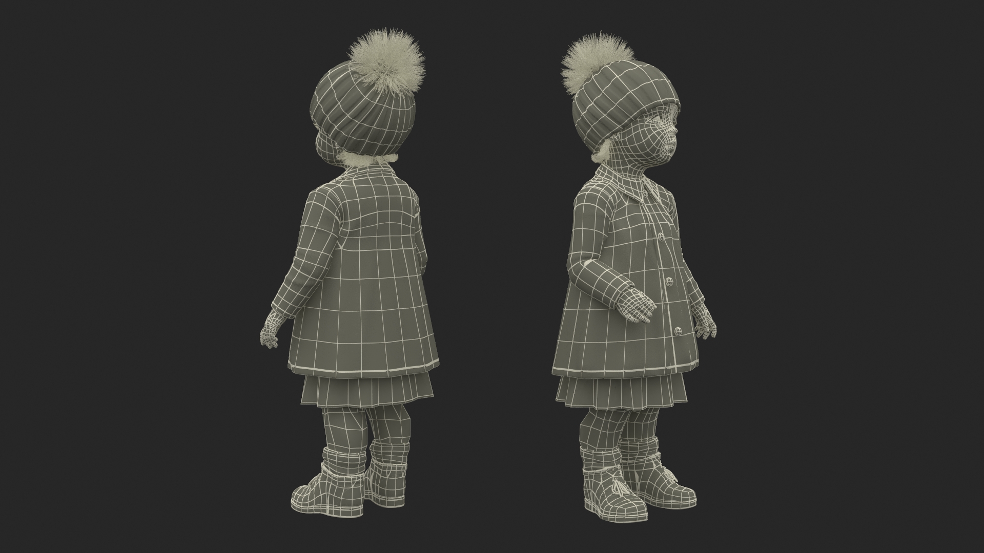 3D Toddler Girl Everyday Autumn Style Standing model