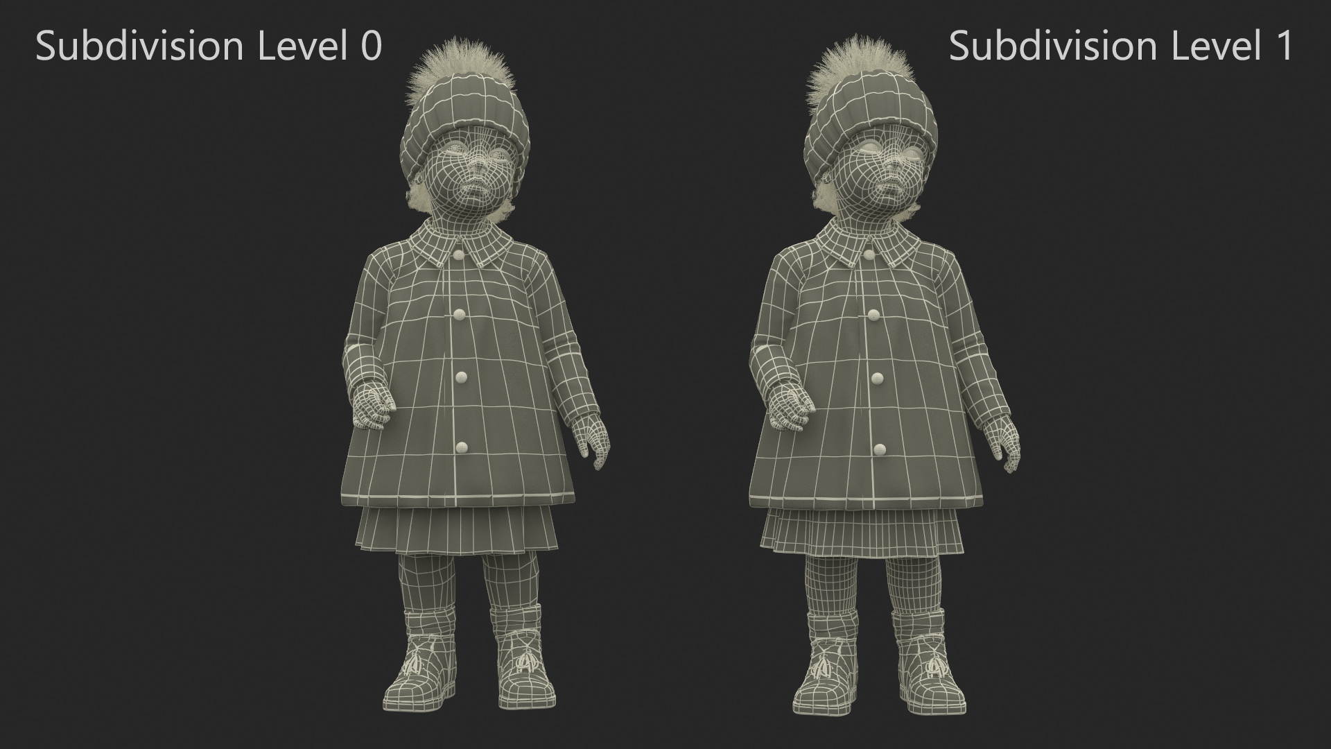 3D Toddler Girl Everyday Autumn Style Standing model