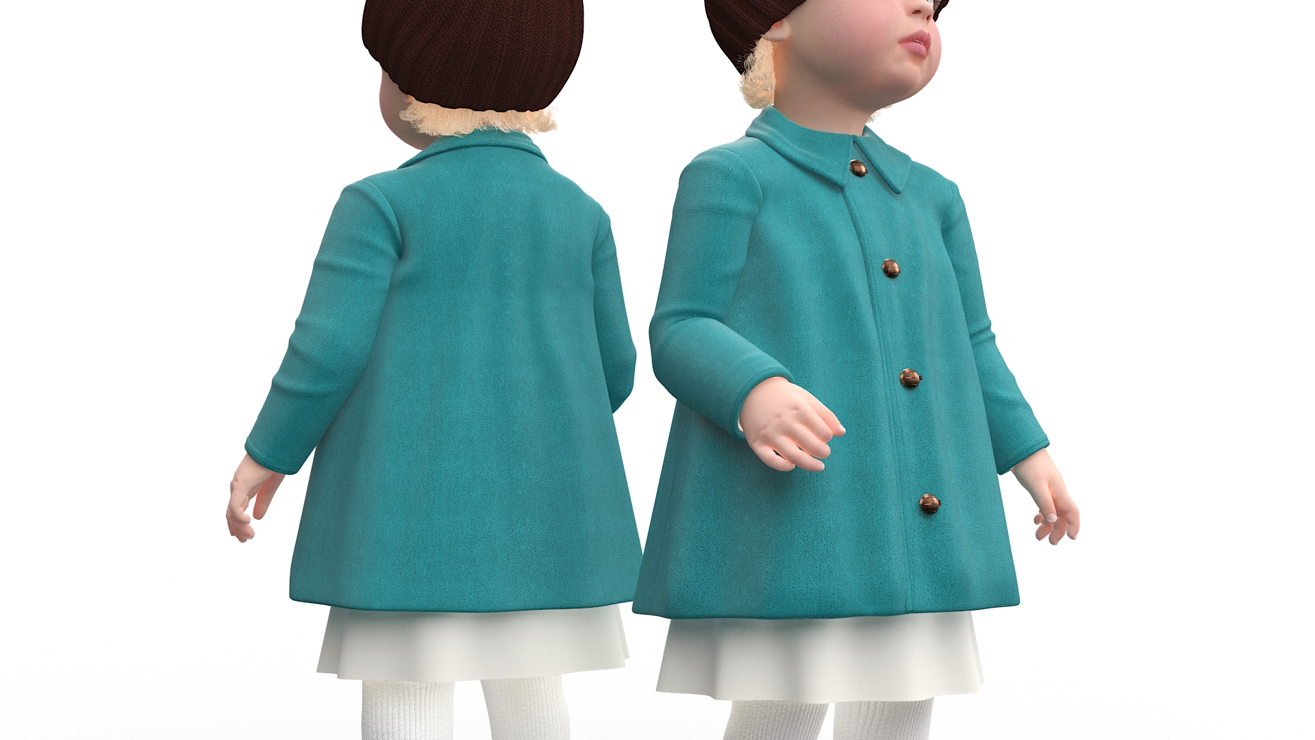 3D Toddler Girl Everyday Autumn Style Standing model