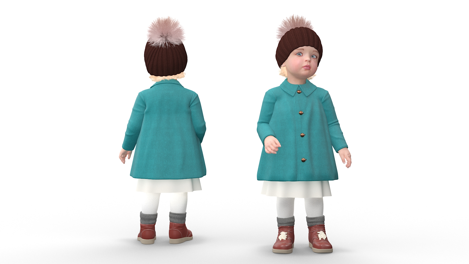 3D Toddler Girl Everyday Autumn Style Standing model