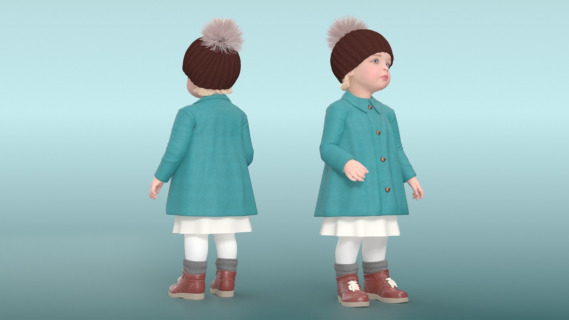 3D Toddler Girl Everyday Autumn Style Standing model