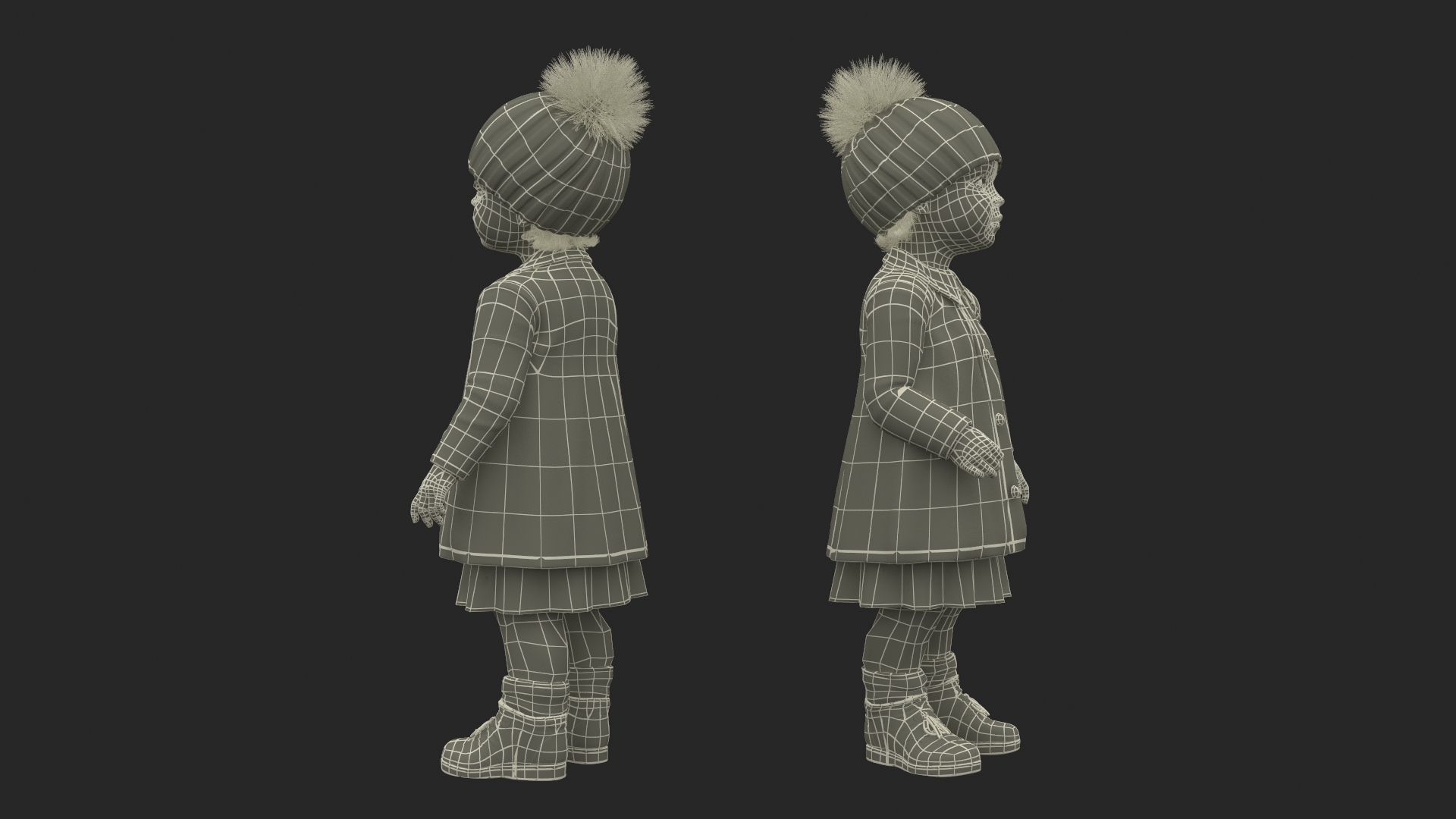 3D Toddler Girl Everyday Autumn Style Standing model