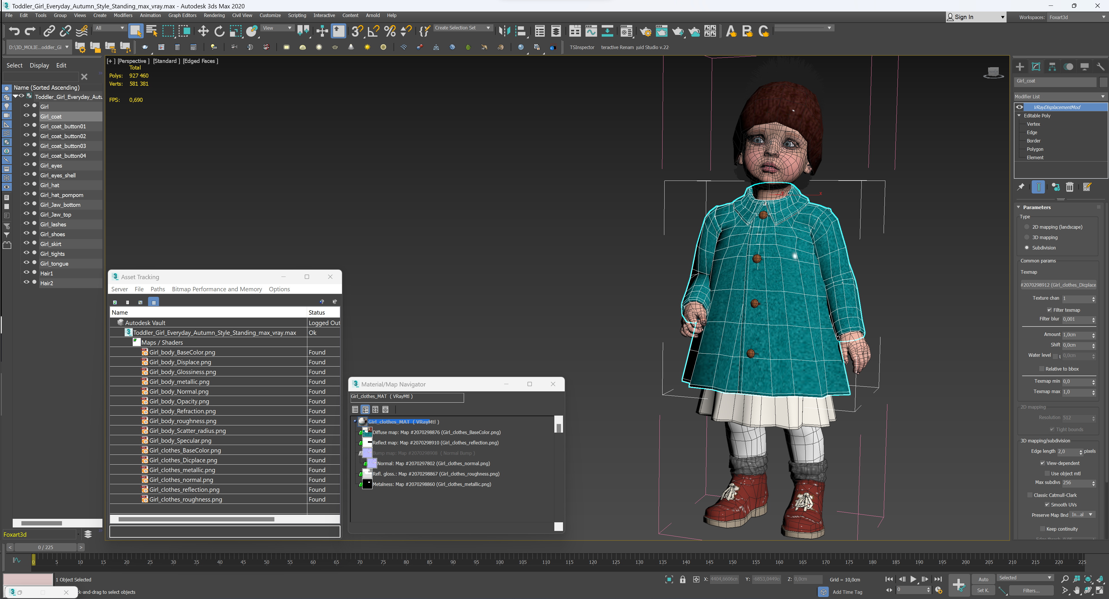 3D Toddler Girl Everyday Autumn Style Standing model