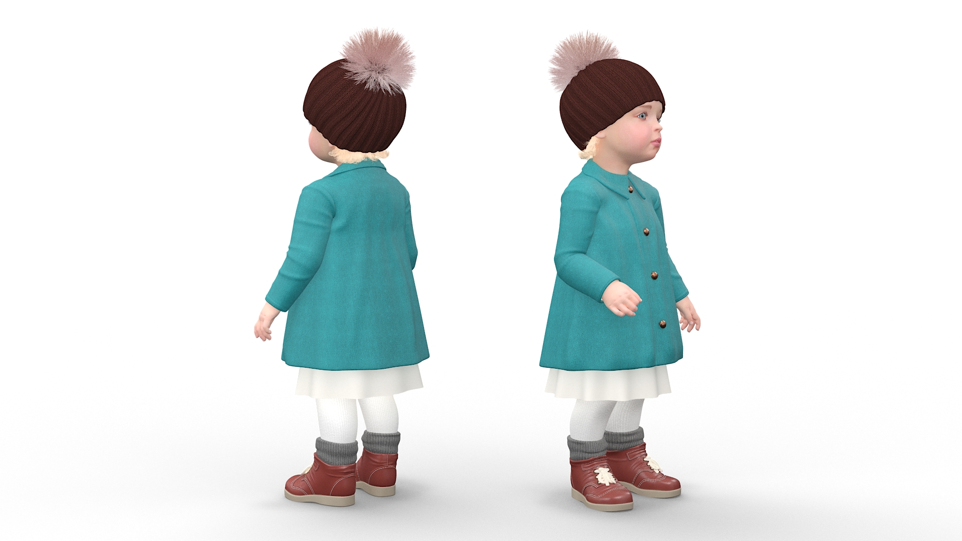 3D Toddler Girl Everyday Autumn Style Standing model