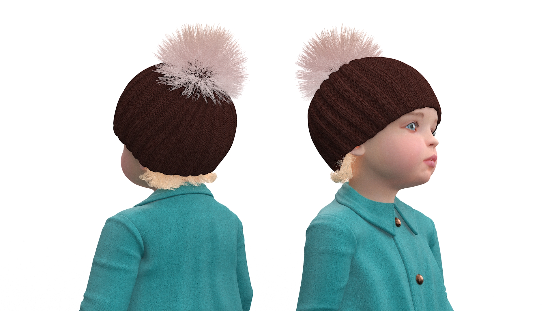 3D Toddler Girl Everyday Autumn Style Standing model