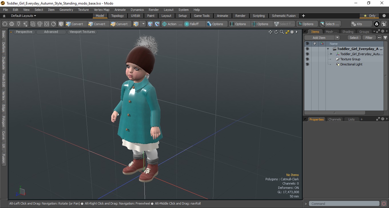 3D Toddler Girl Everyday Autumn Style Standing model