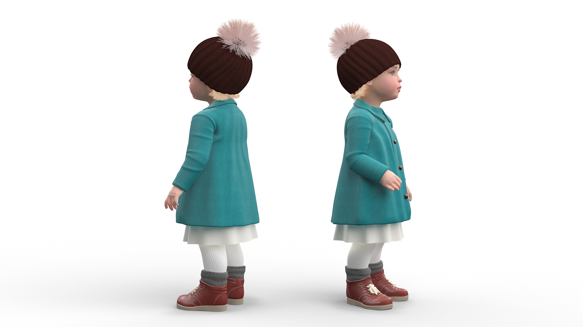 3D Toddler Girl Everyday Autumn Style Standing model