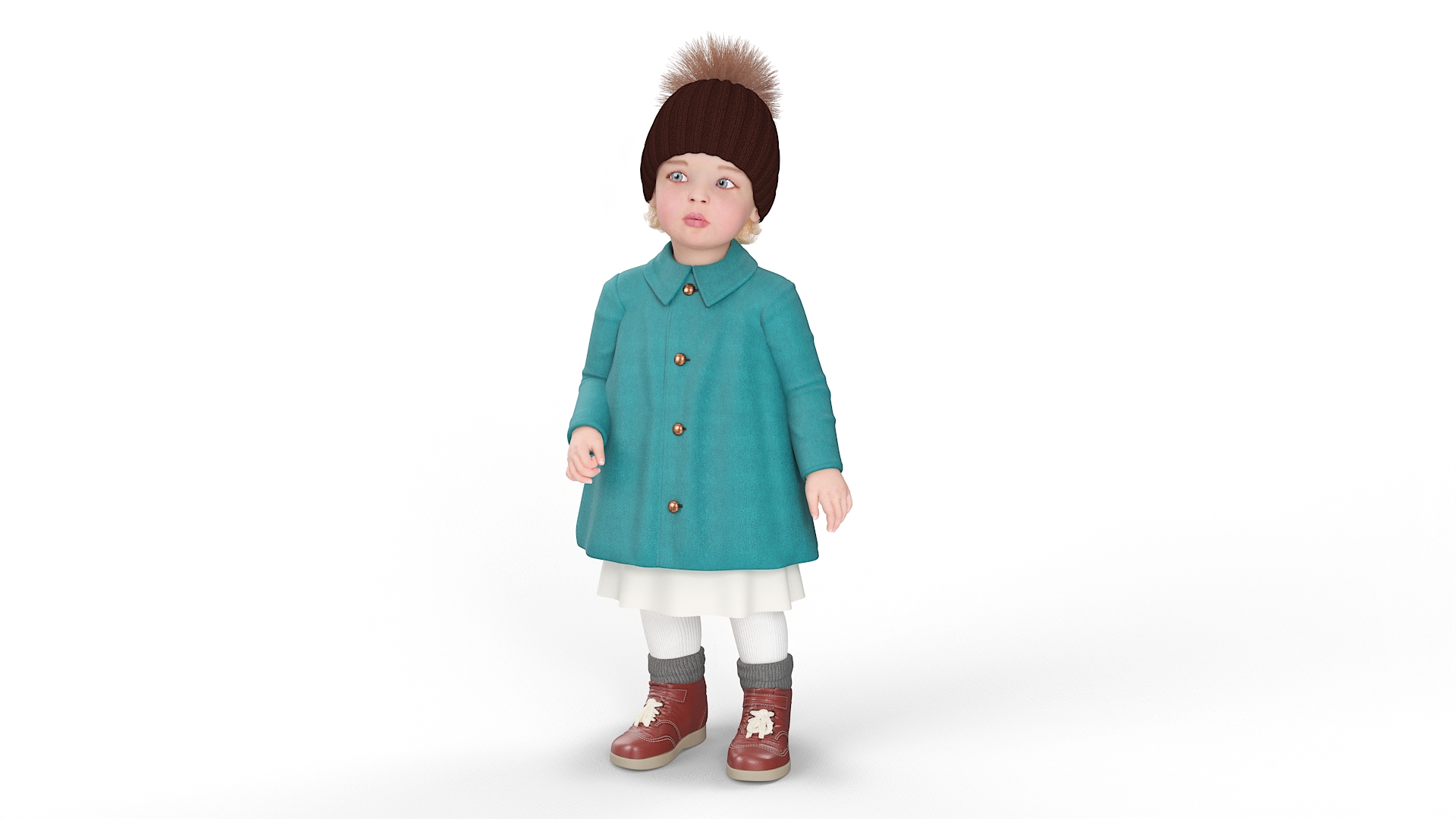 3D Toddler Girl Everyday Autumn Style Standing model