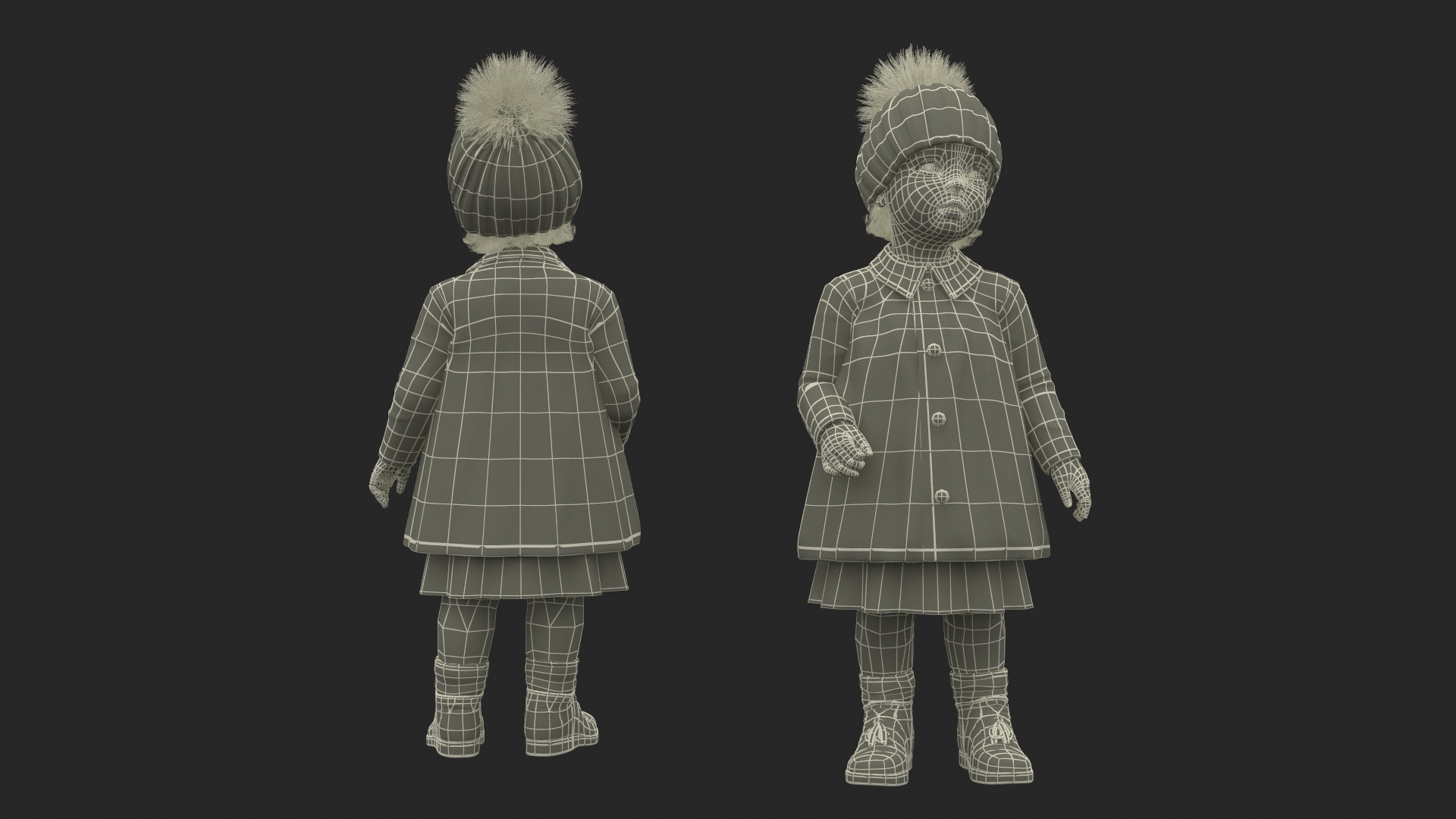 3D Toddler Girl Everyday Autumn Style Standing model