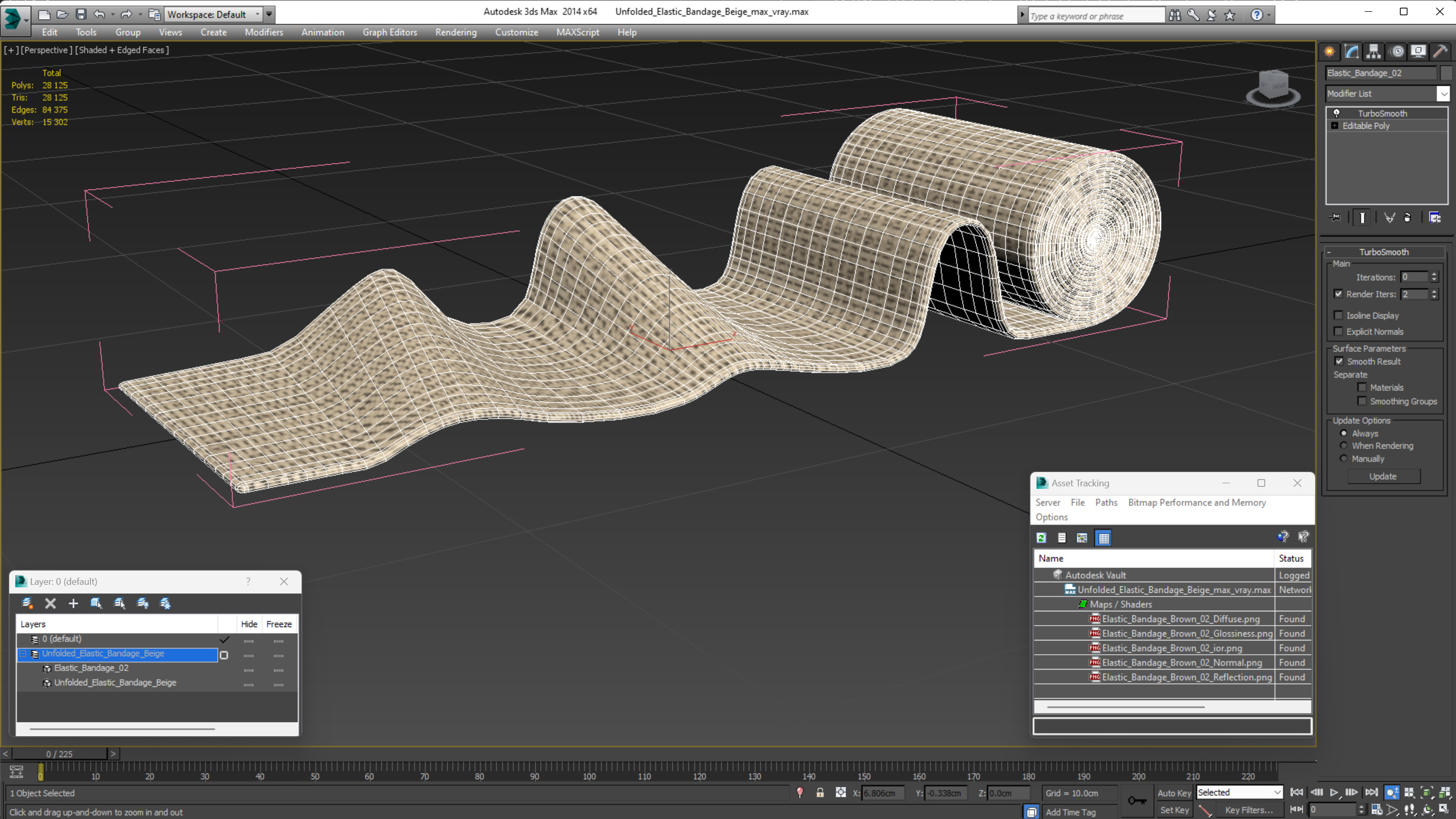 3D model Unfolded Elastic Bandage Beige