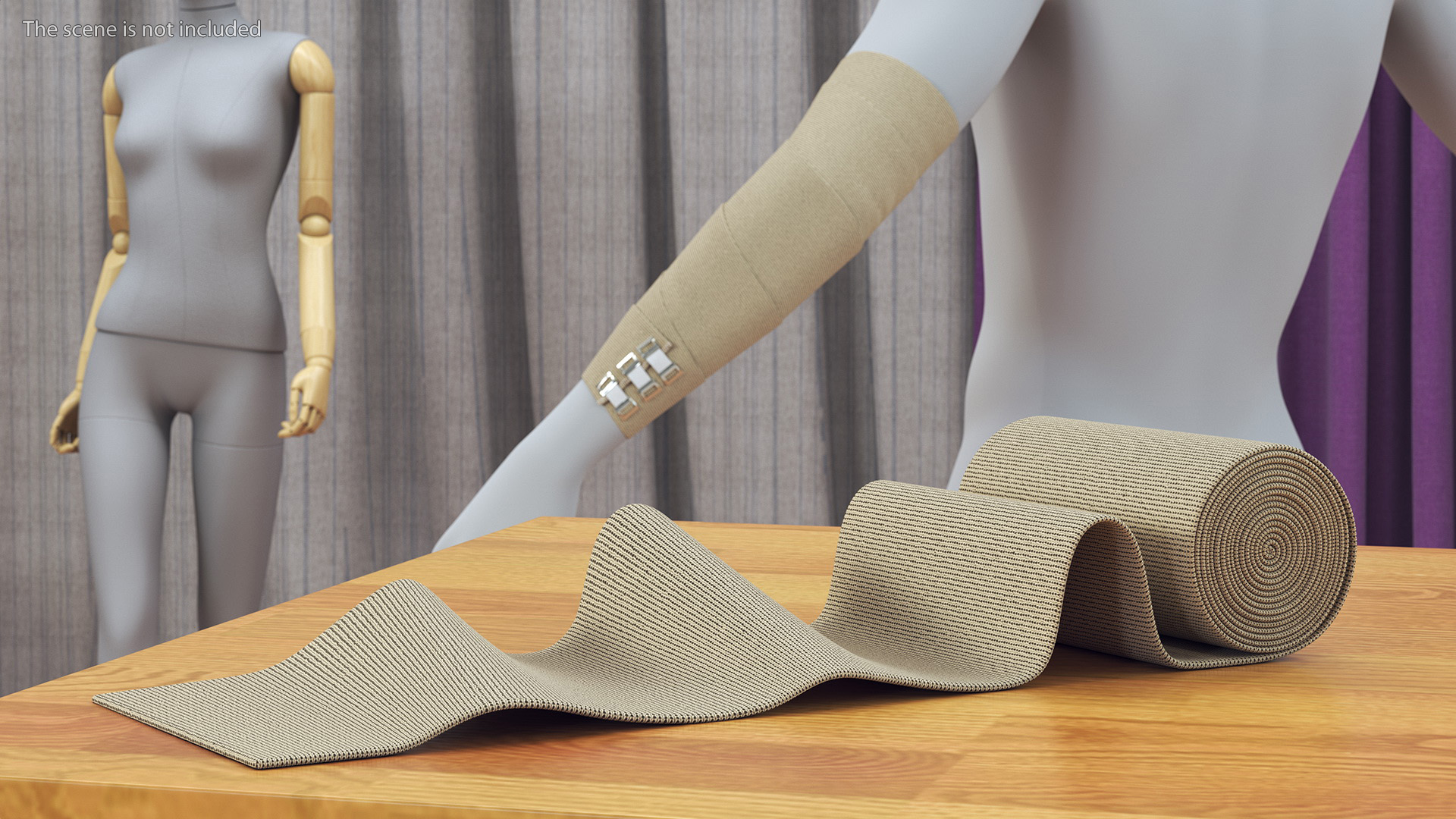 3D model Unfolded Elastic Bandage Beige