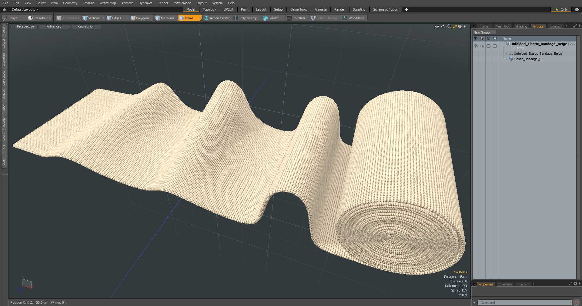 3D model Unfolded Elastic Bandage Beige