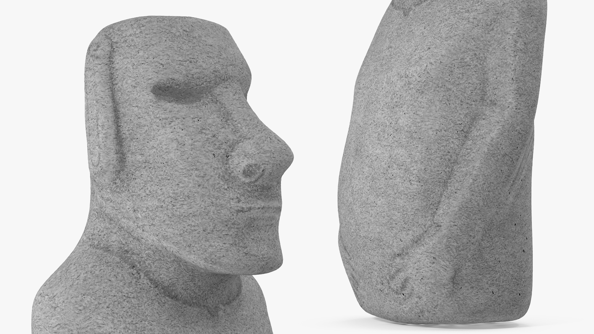 3D Easter Island Statue Moai White