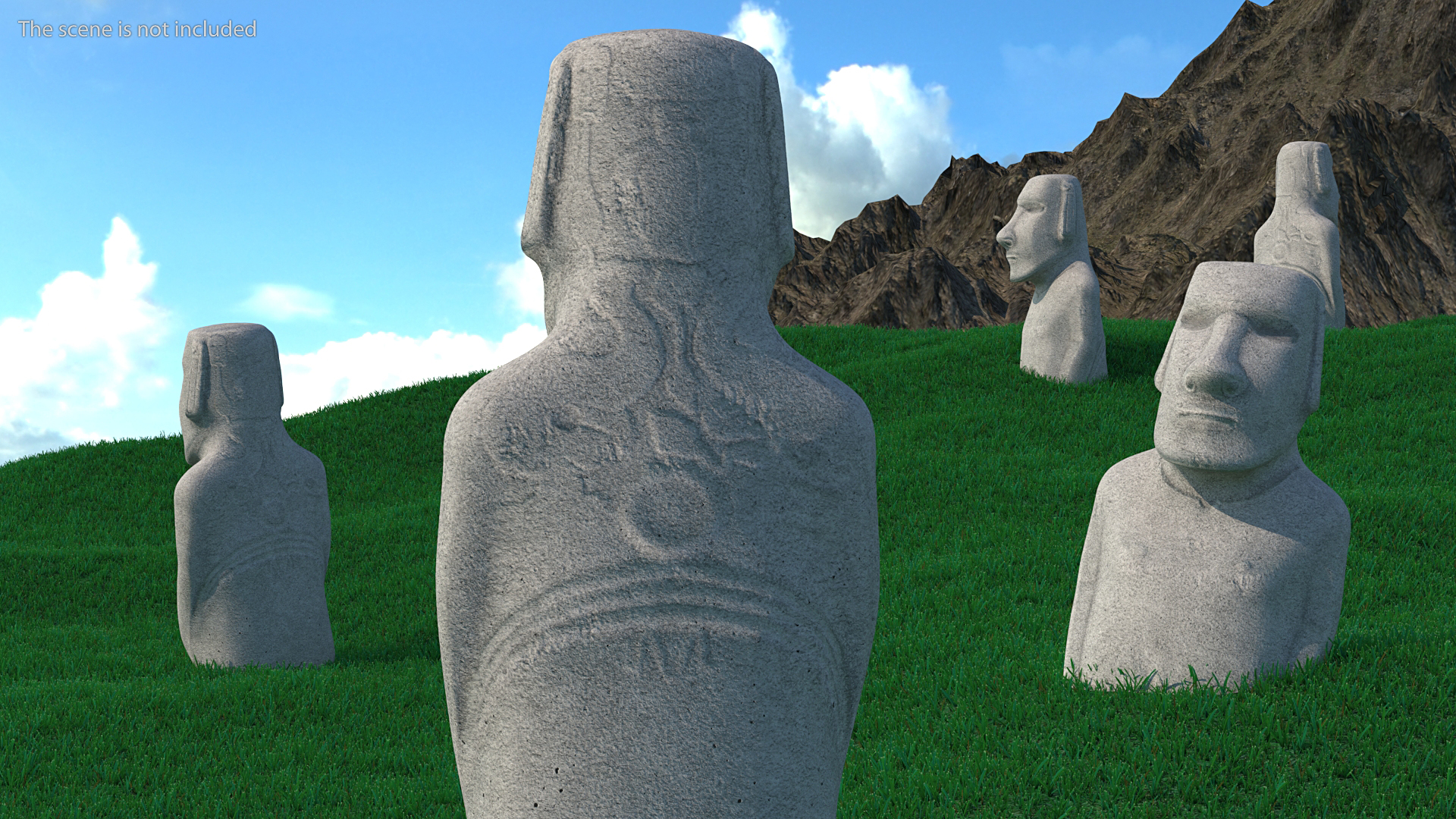 3D Easter Island Statue Moai White